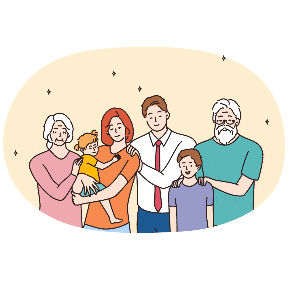 drawn multi-generational family