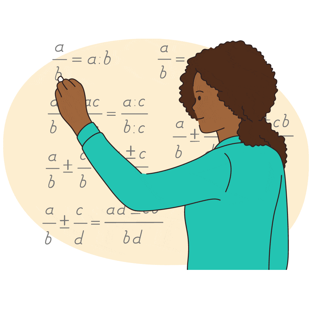 drawn african-american women solving math problem